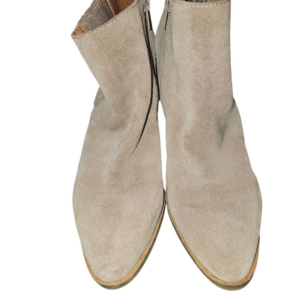 Lucky Brand Leather Elegant Beige Ankle Booties Boots Shoes - Picture 5 of 12